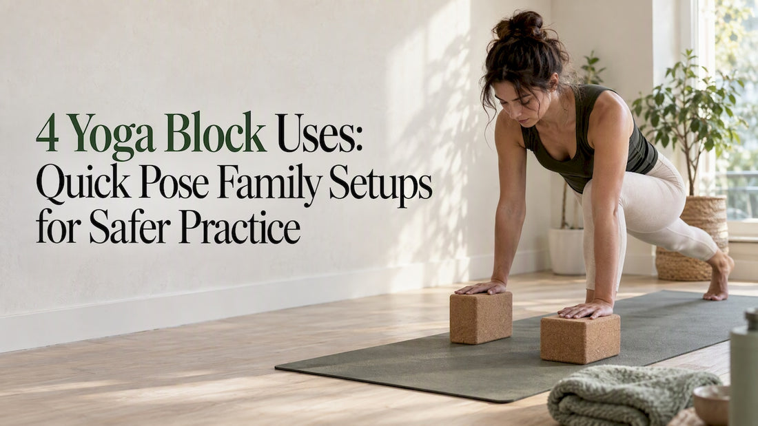 Yoga blocks arranged beside a mat
