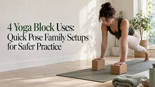 Yoga blocks arranged beside a mat