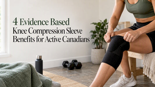 Adult adjusting knee compression sleeve before workout