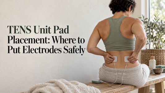 TENS pads placed beside lower back muscles